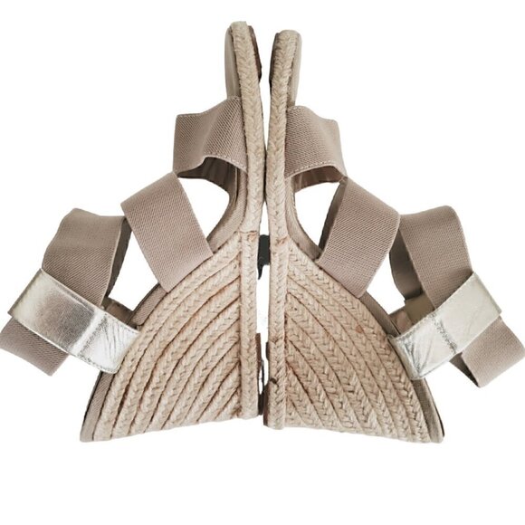 BEIGE Tan Cross Strap Jute Wedges - Picture 3 of 7
